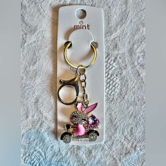 BOGO (2) for $12 ! Mint Bunny Keychain/Bag Charms - Picture 2 of 4